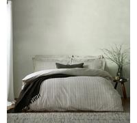 furn. Yard Hebden Mélange Stripe Cotton Duvet Set - Ultra Soft Reversible Striped Bedding (Black - Single)