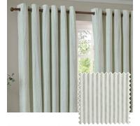 Yard Hebden Striped Cotton Eyelet Curtains, Eucalyptus, (W) 168 X (D) 183Cm