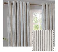 Yard Hebden Striped Cotton Eyelet Curtains, Mole, (W) 117 X (D) 137Cm
