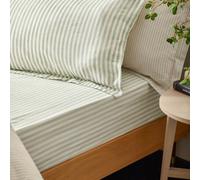 Furn. Yard Hebden 100% Cotton Striped Fitted Bed Sheet - Soft Textured Mélange Design (Eucalyptus - Super King)