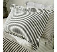 Furn. Yard Hebden Mélange Stripe 100% Cotton Pillowcase Pair - Soft Textured Striped Design (Black - 50x75cm)