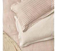 Furn. Yard Hebden Mélange Stripe 100% Cotton Pillowcase Pair - Soft Textured Striped Design (Pecan - 50x75cm)