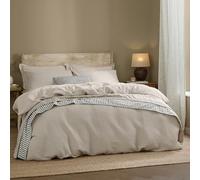 Yard furn Hebden Waffle Duvet Cover Set - Soft Relaxed Cotton Textured Bedding Set (Stone - Double)