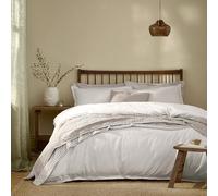 Yard furn Hebden Washed Cotton Duvet Cover Set - Soft Relaxed Percale Minimalist Bedding Set (Chalk - Double)