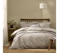 Yard furn Hebden Washed Cotton Duvet Cover Set - Soft Relaxed Percale Minimalist Bedding Set (Stone - Single)
