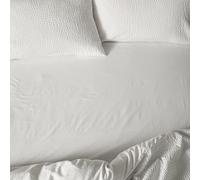 Yard Hebden Washed Cotton Fitted Sheet - Soft Relaxed Percale Minimalist Bed Sheet (Chalk - Double)