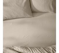 Yard Hebden Washed Cotton Fitted Sheet - Soft Relaxed Percale Minimalist Bed Sheet (Stone - Super King)
