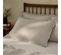 Yard Hebden Washed Cotton Pillowcase Pair - Soft Relaxed Percale Minimalist Pillow Covers (Stone - 75x50cm)