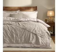 Yard Hebden Washed Cotton Quilted Bedspread - Relaxed Soft Percale Breathable Coverlet (Stone - 150x200cm)