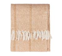 Yard Hedon Throw - Soft Indoor/Outdoor Quick Dry Woven Striped Fringed Blanket (Natural - 130x180cm)