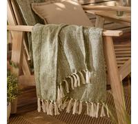 Yard Hedon Throw - Soft Indoor/Outdoor Quick Dry Woven Striped Fringed Blanket (Moss - 130x180cm)
