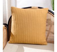 Yard Hush Stitched 100% Cotton Cushion in Yellow | Size: 45 cm x 45 cm Yard Yellow 45 cm x 45 cm