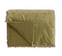 furn. Yard Jaye Cotton Velvet Filled Bedspread, 140cm x 220cm, Moss