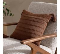 Yard Larch Woven Tasselled Cushion in Brown | Size: 45 cm x 45 cm Yard Brown 45 cm x 45 cm