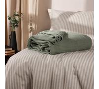 Yard Lark 100% Cotton Fringed Throw, Eucalyptus Green, 130 X 180Cm
