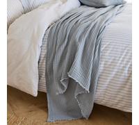 Yard Lark 100% Cotton Fringed Throw, Mineral Blue, 130 X 180Cm