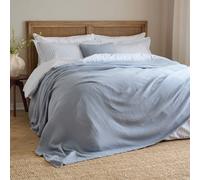 Yard Lark Cotton Muslin Throw (Blue, 240 x 260 cm) | Soft cotton muslin throw with a breathable crinkle texture