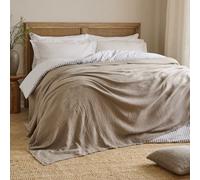Yard Lark Cotton Muslin Throw (Mole, 240 x 260 cm) | Soft cotton muslin throw with a breathable crinkle texture