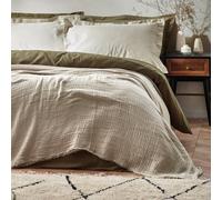 Yard Lark 100% Cotton Fringed Throw, Natural Beige, 240 X 260Cm