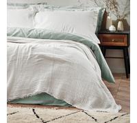 Yard Lark 100% Cotton Fringed Throw, White, 240 X 260Cm
