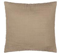 Yard Lark Feather Filled Cushion (Mole, 45 x 45 cm) | Soft Minimalistic Textured Muslin Cotton Decorative Pillow