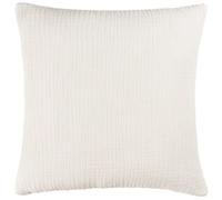 Yard furn Lark Feather Filled Cushion - Soft Minimalistic Textured Muslin Cotton Decorative Pillow (White - 45x45cm)