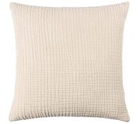 Yard Lark Polyester Filled Cushion (Natural, 45 x 45 cm) | Soft Minimalistic Textured Muslin Cotton Decorative Pillow