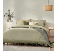 Yard Mallow Bow Tie 100% Cotton Duvet Cover Set - Double - Soft Sage