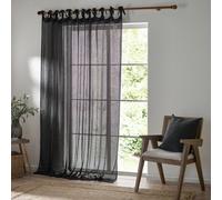 Yard Nimbus Sheer Tie Top Curtain Panel Black (W)140Cm X (D)250Cm