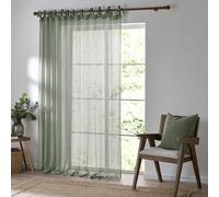 Yard Nimbus Sheer Tie Top Sheer Curtain Panel (Eucalyptus, 140 x 250 cm)