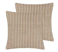 Yard Organik Stripe Feather Filled Cushions Twin Pack, Natural, 45 x 45cm