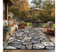 Yard Outdoor Area Rug Waterproof and Washable for Patios, Reversible Outdoor Plastic Straw Camping Rug Carpet, Large Area Rugs Mats for Camper, Deck, Balcony,Tent, Picnic, Realistic rock patterns.