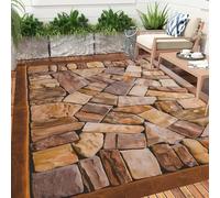 Yard Outdoor Area Rug Waterproof and Washable for Patios, Reversible Outdoor Plastic Straw Camping Rug Carpet, Large Area Rugs Mats for Camper, Deck, Balcony,Tent, Picnic, Realistic rock patterns.