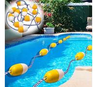 Yard Pool Lane Lines 23 meter 25m 50m, Swimming Pool Divider Rope Float, Floating Pool Safety Rope, Competitive Pool Racing Buoy Ball - Yellow White(L25m/82ft)