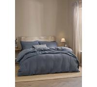 YARD Pure Cotton Percale Hebden Waffle Bedding Set Blue Denim