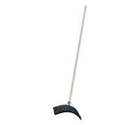 Yard Scraper Heavy Duty Metal Slurry Pusher w/Rubber Floor Squeegee & 5ft Wooden Shaft (18", Curved)