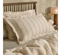 Yard Selby Waffle Stripe Pillowcase Pair - Soft Relaxed Textured Cotton Pillow Covers (Bay Green/Natural - 75x50cm)