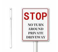 Yard Sign Parking Sgin, Parking Sign for Outdside, No Turn Around Private Driveway Sign, 20X30 CM, Set of 1, Rustproof Aluminum Sign with Stake for Yard Garden Lawn Street Road Outdoor