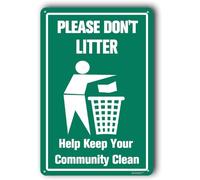 Yard Signs,Notice Sign,Outdoor Signs for Home,Garage Notice Sign"Please Don't Litter Help Keep Your Community Clean" 20x30cm Metal Aluminum Sign