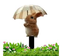 Yard Stake Decor - Adorable Weather-Resistant 2D Ornament | Bunny Umbrella Garden Stake, Metal Rabbit Sign for Pathway Lawn, Backyard Porch, Farmhouse Farm, Plant Pot Flower Bed Decor