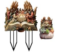 Yard Stakes Garden Stakes Last Supper Acrylic Yard Stakes 12x8" Jesus Gods Christian Sculpture Statue Decorative Garden Stakes for Patio Lawns Backyard Garden Decor