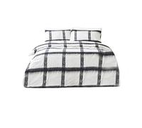 Yard Mohair Check Single Natural and Black Duvet Cover Set - Multi - Yard Living - Wilko