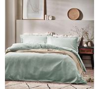 Yard Waffle Textured 100% Cotton Duvet Cover Set in Light Green | Size: Single Yard Light Green Single