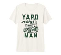 Yard Working Man Lawn Mower Dad Gardening Father's Day Premium T-Shirt