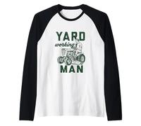 Yard Working Man Lawn Mower Dad Gardening Father's Day Raglan Baseball Tee