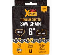 YARD XPERT 6 Inch Chainsaw Chain 1/4" Pitch, 043" Gauge, 39 Drive Links, Titanium Coated, Full Chisel, Highly Durable Chain Saw Blade Replacement with Low Vibration and Low Kickback (2 Piece)