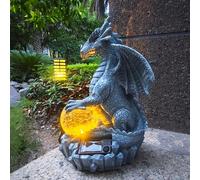 Yardancer Dragon Solar Garden Statues Outdoor Decoration with Magic Orb,Dragon Figurine Solar LED Lights Lawn Décor,Outside Statue Ornament for Patio, Balcony, Yard,Unique Gifts for Mom Grandma