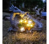 Yardancer Dragon Solar Garden Statues Outdoor Decoration with Succulent and 6 LED Lights,Dragon Figurine Solar Lights Lawn Décor,Outside Statue Ornament for Patio, Balcony, Yard,Unique Gift for Mom