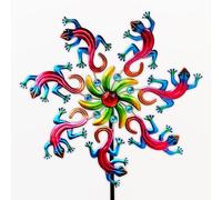 Yardancer Lizard Spinner Stake 58" Purple-red Metal Wind Spinner with Stake, Wind Spinners for Yard and Garden Lawn Patio Decor
