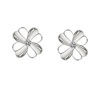 Yardenfun 1 Pair Clover Shaped Ear Studs Lovely Flower Earrings for Women Chic and Unique Jewelry for Parties Weddings and Everyday Wear Durable and Stylish Platinum Color
